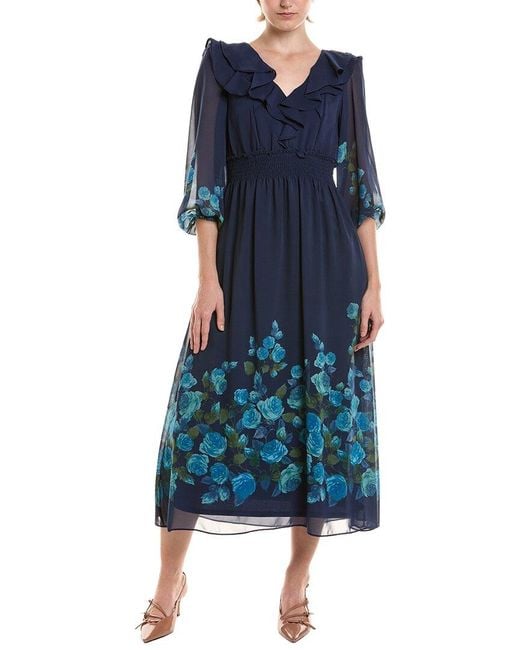 Maison Tara Blue Midi Dress