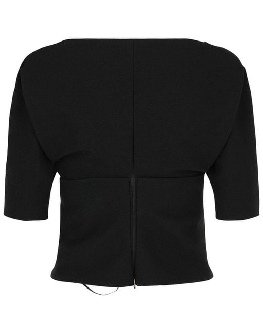 Ferragamo Black Layered Wool-Blend Blouse