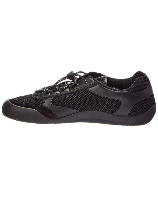 Prada Black Speedrook Leather-Trim Sneaker
