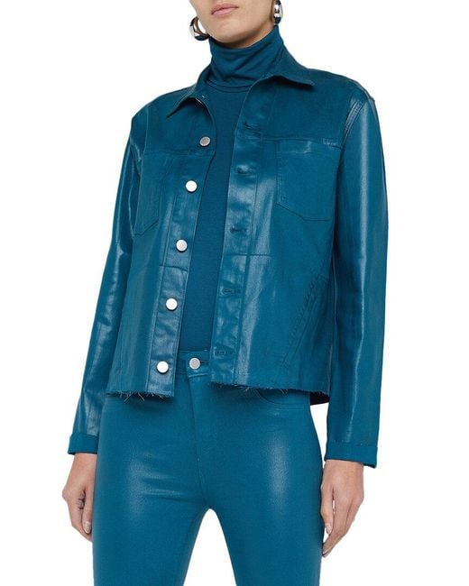 L'Agence Blue Janelle Slim Raw Jacket