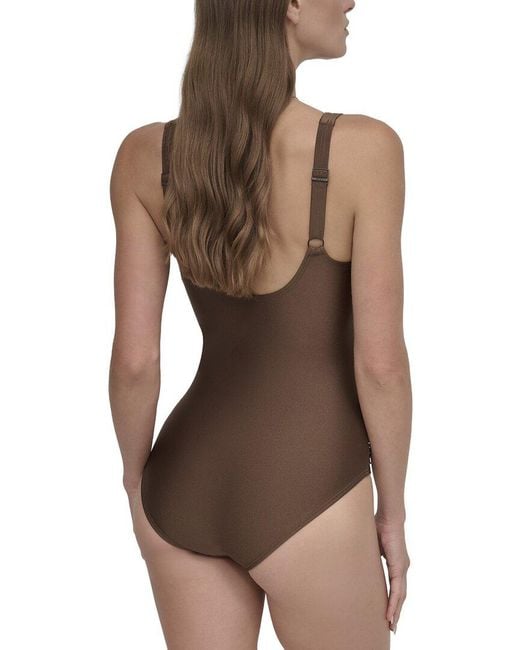 DKNY Brown Keyhole Twist Swimsuit