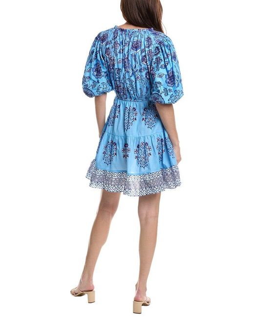 Garrie B Blue Puff Sleeve Mini Dress