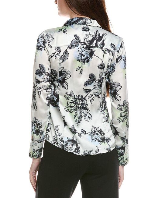 Philosophy Gray Slim Button Blouse