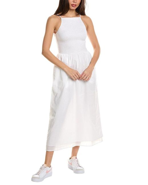 Joie White Lory Linen-blend Midi Dress