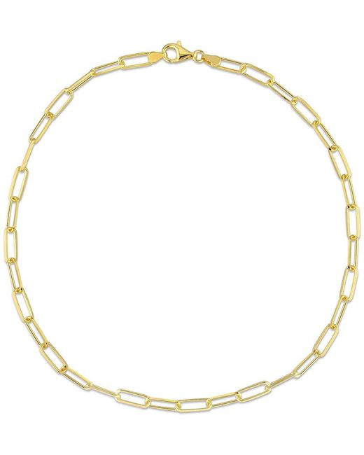 Italian Silver Metallic 18K Over Diamond-Cut Paperclip Chain Necklace