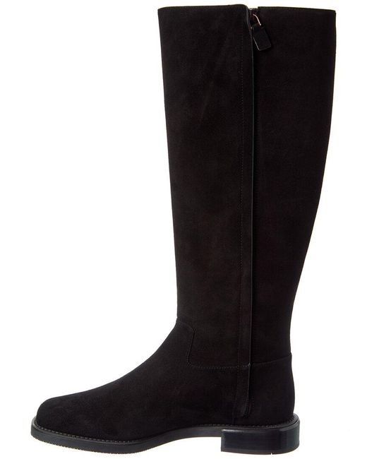 Stuart Weitzman Black Suede Knee-High Riding Boot