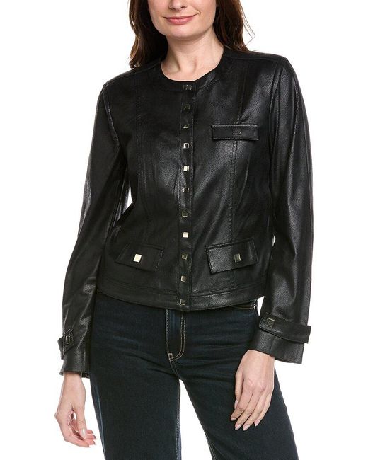 Joseph Ribkoff Black Vegan Leather Jacket
