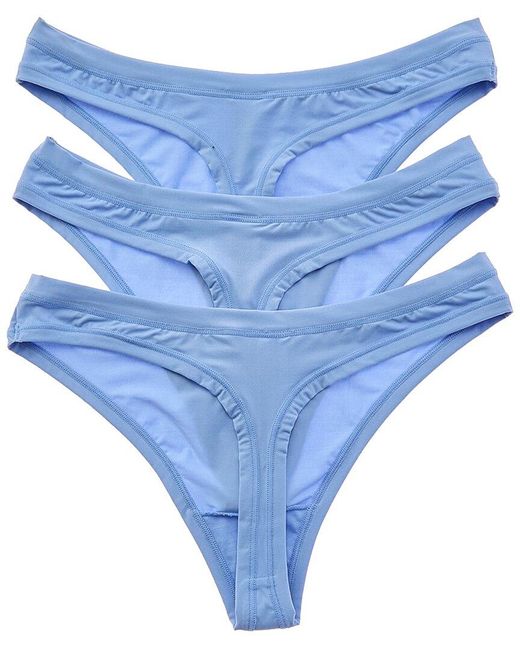 B.tempt'd Blue Set Of 3 Future Foundation Thong