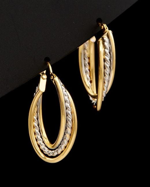 Italian Gold Black 14k Two-tone Overlapping Triple Oval Hoops
