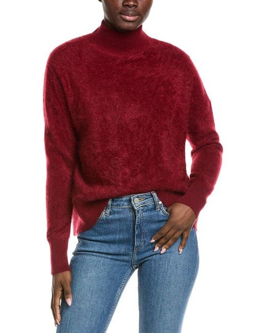 Alice + Olivia Red Barbra Turtleneck Cashmere-Blend Easy Pullover