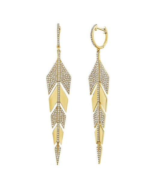 Sabrina Designs Metallic 14k 1.20 Ct. Tw. Diamond Feather Dangle Earrings