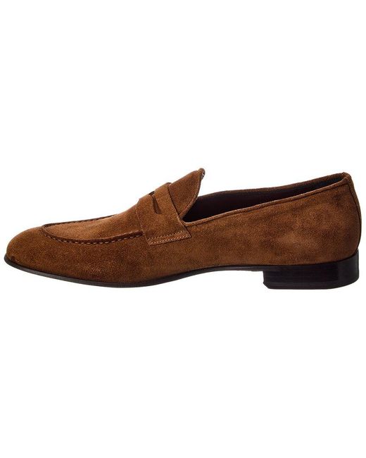 Isaia Brown Suede Loafer for men