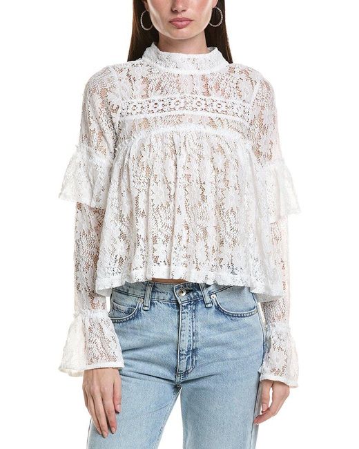 Free People White Lilabeth Lace Top