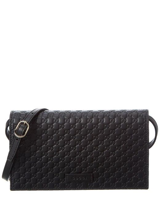 Gucci Black Micro Ssima Leather Shoulder Bag