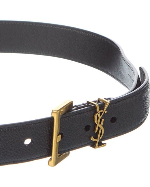 Saint Laurent Black Cassandre Leather Belt