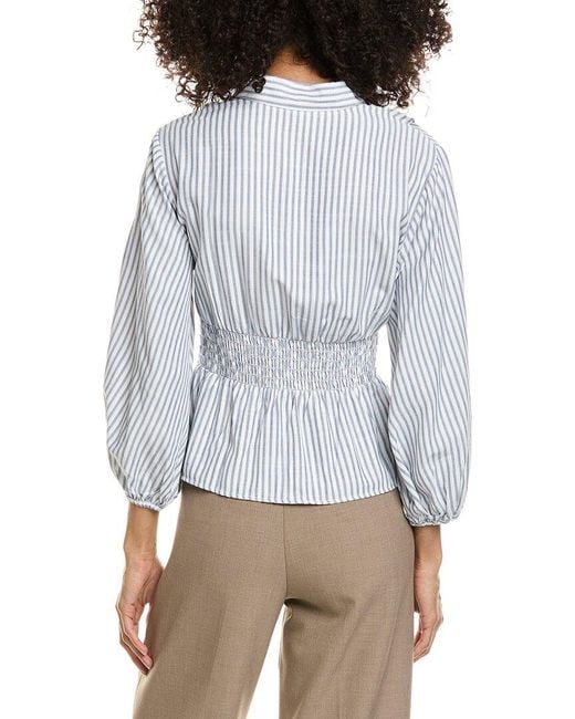Max Studio Gray 3/4 Sleeve Pleat Front Blouse