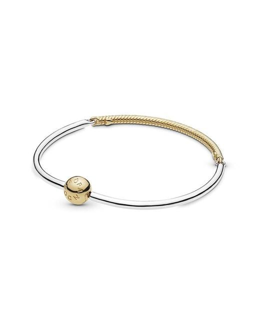Pandora Metallic Moments 14k Rose Gold & Silver Plated Bangle Bracelet