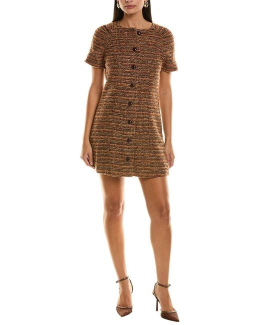 FLORA BEA NYC Brown Flores Wool-Blend Mini Dress