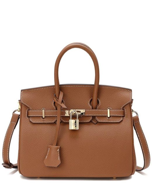 Tiffany & Fred Brown Paris Leather Top Handle Shoulder Bag