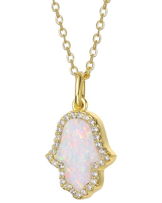 Genevive Jewelry Metallic Rachel Glauber 14K Plated Cz Pendant Necklace