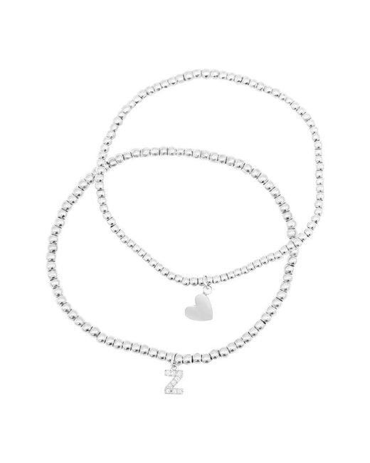 Adornia White Cz Initial Stretch Bracelet