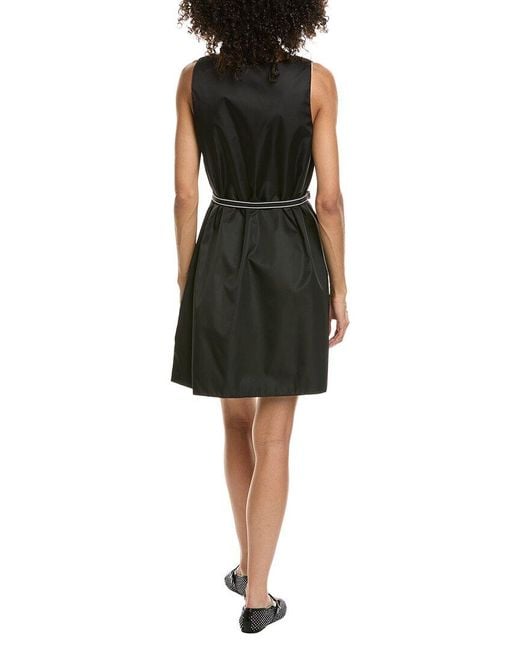 Prada Black Belted Appliqued Nylon Mini Dress