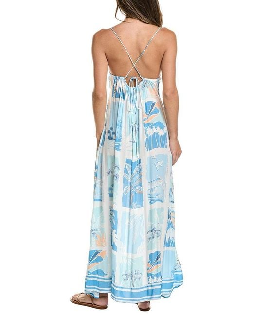 Surf Gypsy Blue Printed Crepe Maxi Dress