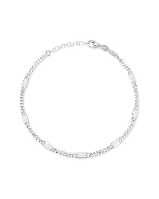 Glaze Jewelry White Cz Curb Ankle Bracelet