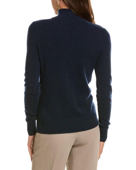 InCashmere Blue Basic Mock Neck 100% Cashmere Sweater
