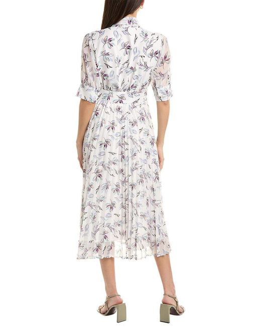 Gracia White Scarf Neck Midi Dress
