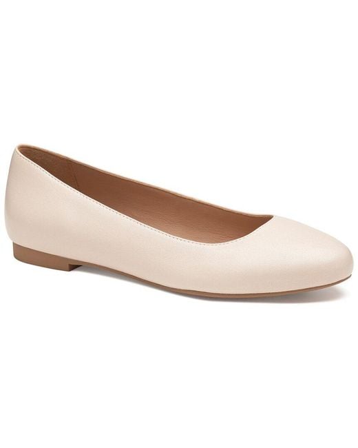 Johnston & Murphy White Delanie Leather Ballet Flat