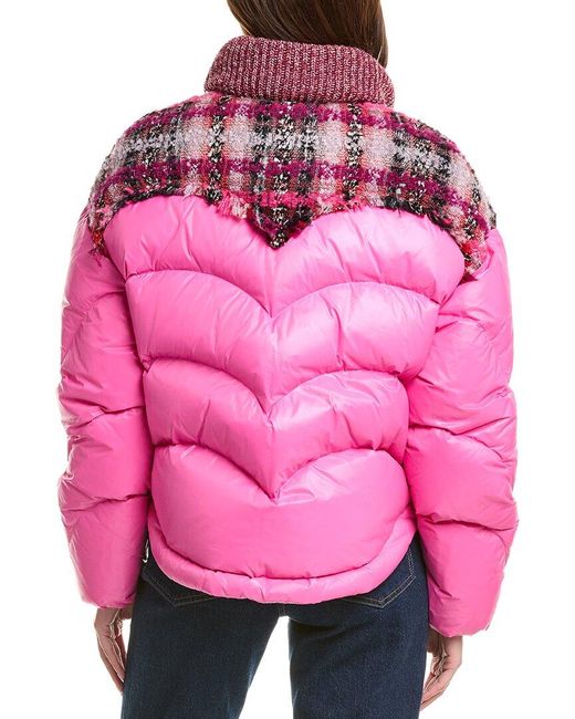 Khrisjoy Pink Tweed Puffer Jacket