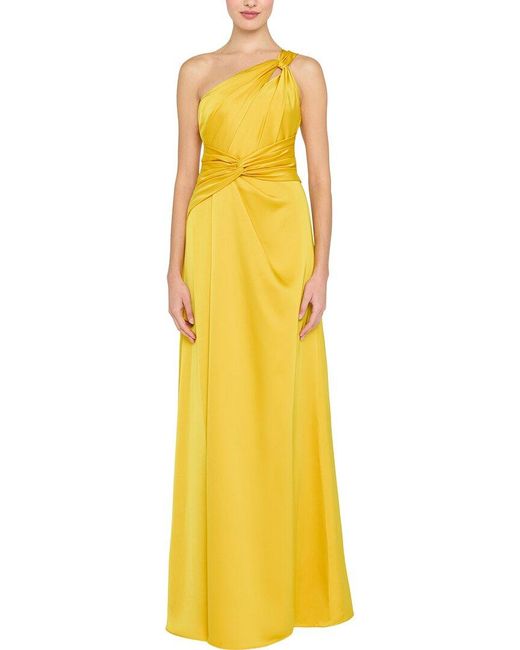 THEIA Yellow Gloria Twist A-Line Gown