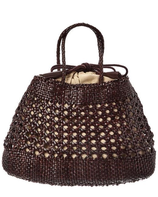 Dragon Diffusion Brown Santa Cano Leather Top Handle Bag