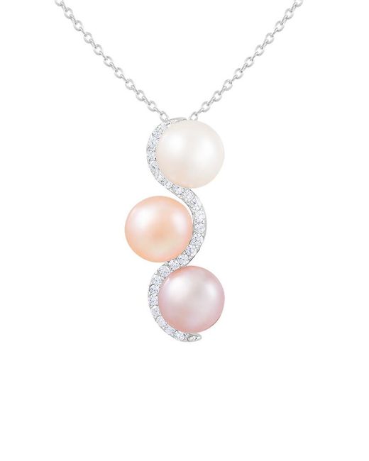 Splendid Multicolor Rhodium Over Silver 8-9mm Pearl Pendant