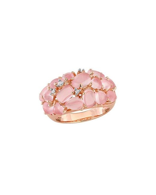 Rina Limor Pink Rose-Plated 7.86 Ct. Tw. Diamond & Rose Quartz Ring
