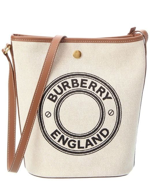 Burberry Natural Medium Canvas & Leather Bucket Bag
