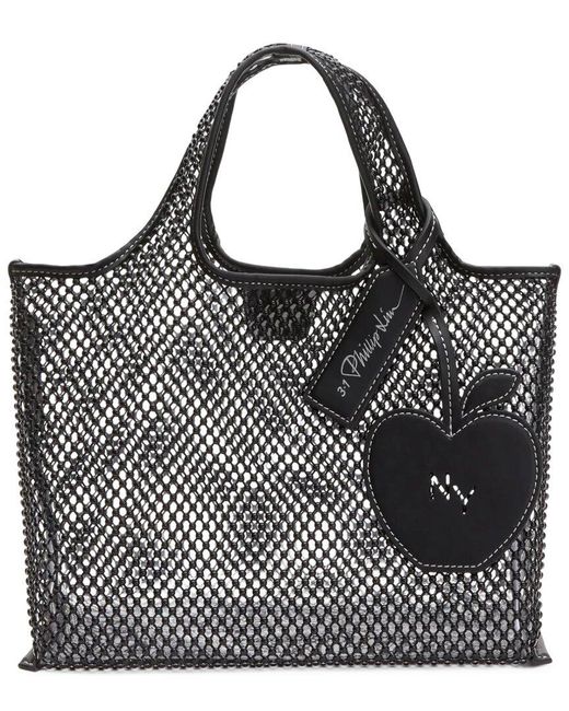 3.1 Phillip Lim Black Embellished Mesh Mini Market Tote