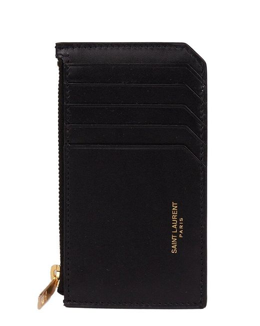 Saint Laurent Card Holder Leather Wallet in Black Lyst