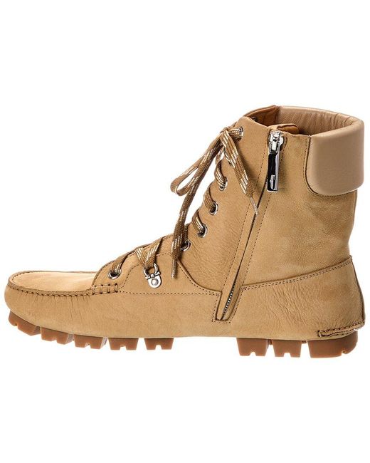 Ferragamo Natural Grifo Leather Hiking Boot for men