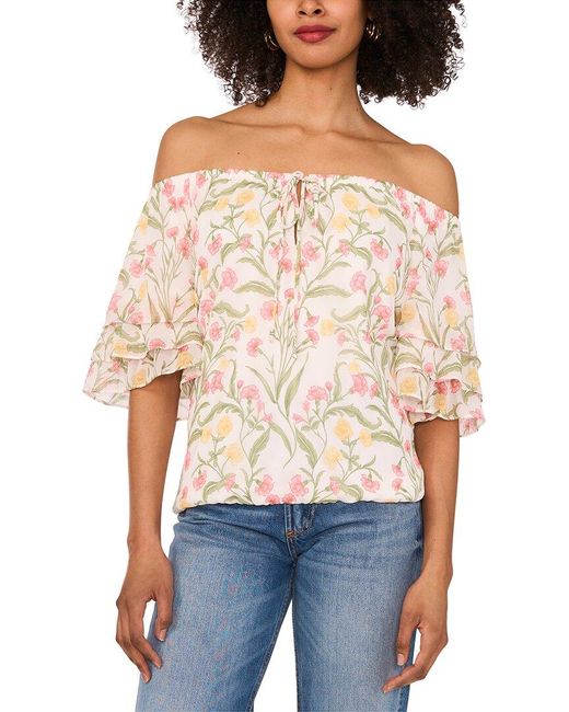 Vince Camuto Red Flutter Sleeve Top
