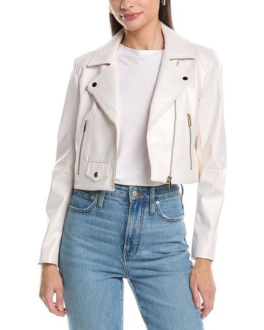 Anne Klein Blue Short Moto Jacket