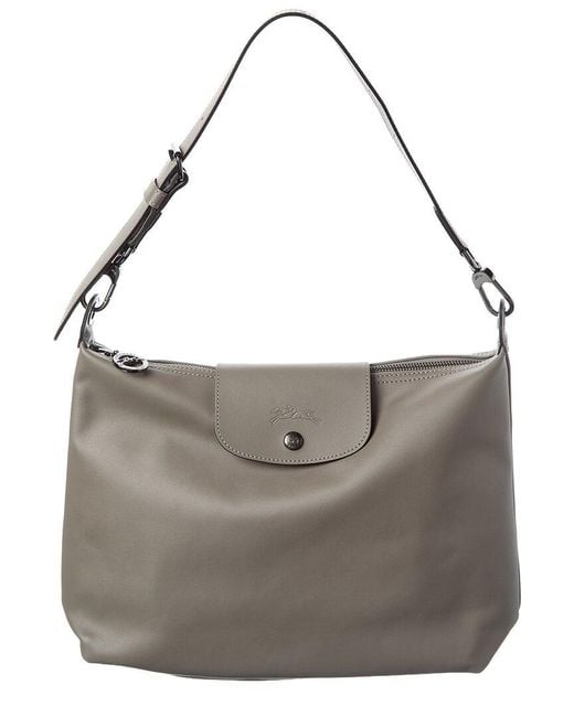 Longchamp Gray Le Pliage Xtra Medium Leather Hobo Bag