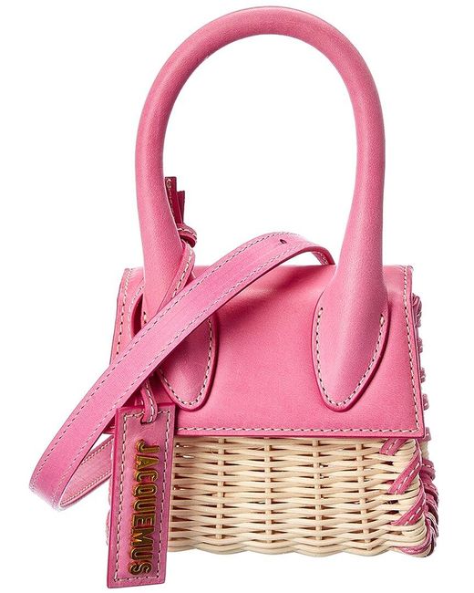 Pink shop straw handbag