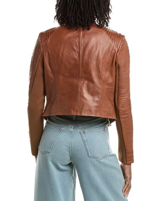 Lamarque Blue Signature Leather Jacket