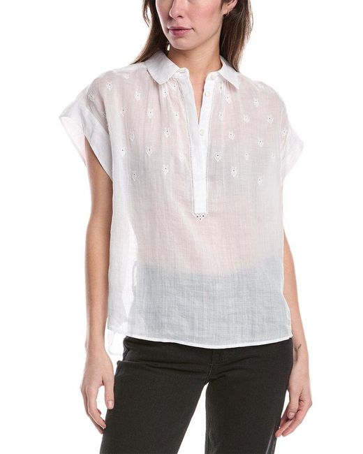 Rag & Bone White Robin Embroidered Top