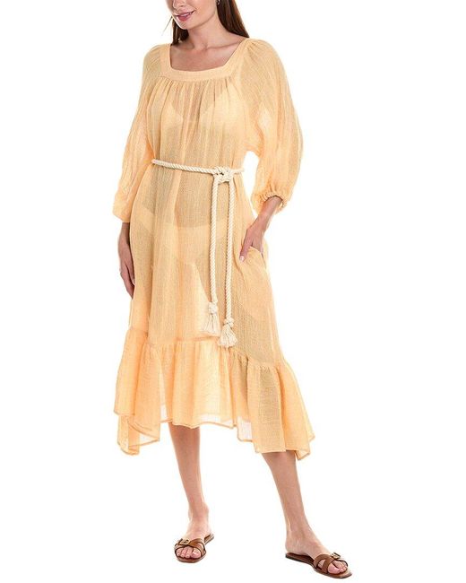 Lisa Marie Fernandez Metallic Laure Linen-Blend Midi Dress
