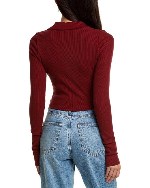 The Range Red Cropped Polo Top