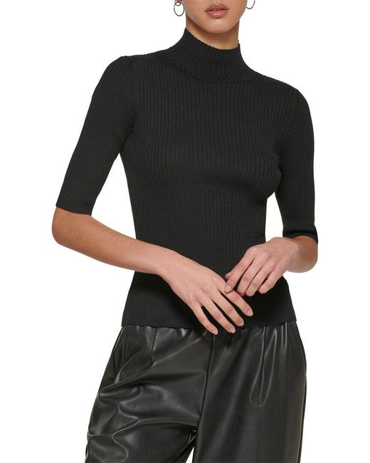 DKNY Black Mock Neck Sweater