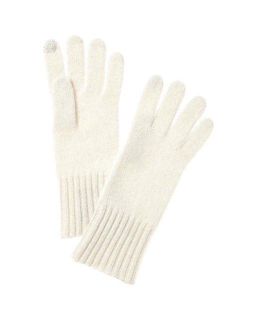 Hannah Rose White Lurex Cashmere Gloves